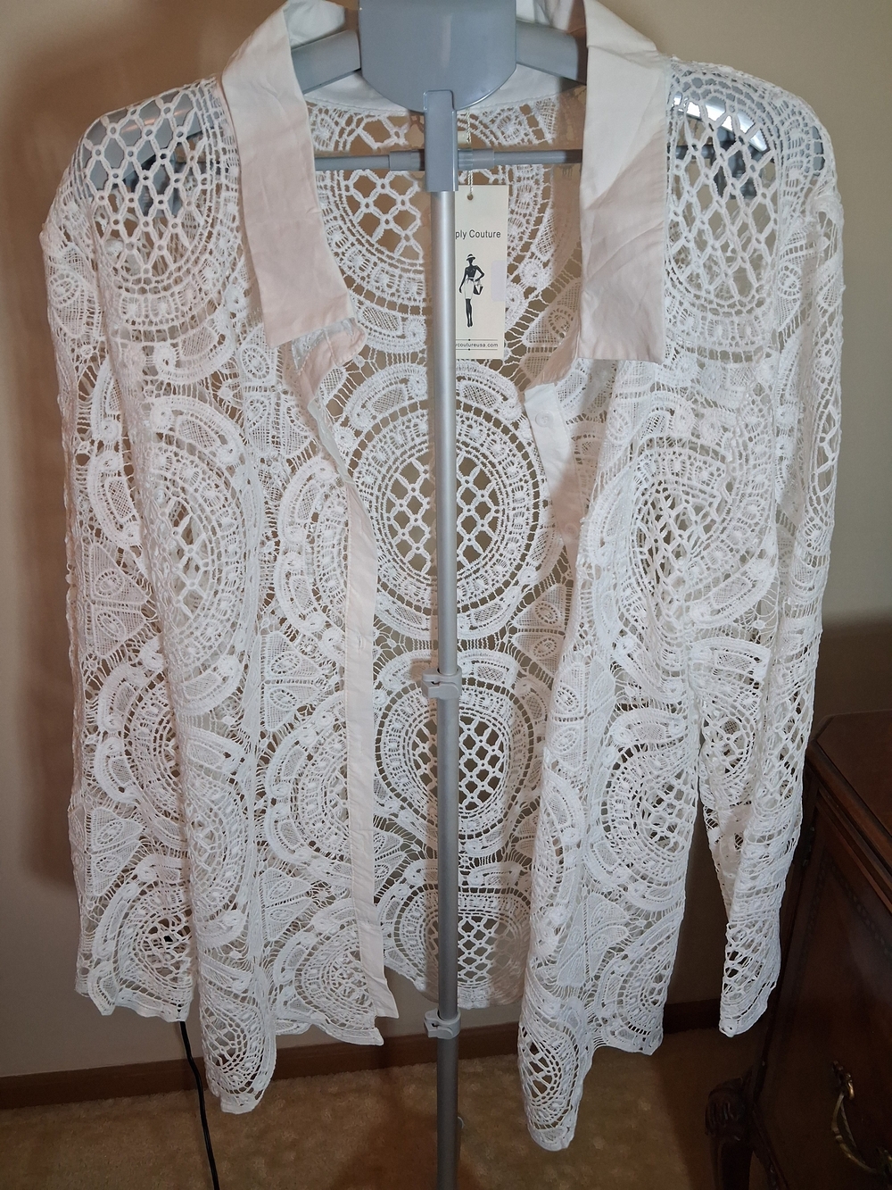 Simply Couture White Crochet Lace Cardigan
